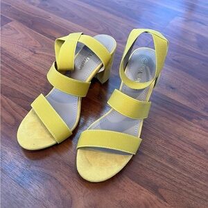 Dream Pairs Yellow Strappy Block Heel Sandals